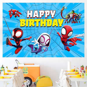 Toile de fond sur le thème de Spider-Man <span class=keywords><strong>pour</strong></span> les enfants, les garçons, les fêtes d'<span class=keywords><strong>anniversaire</strong></span>, décorations de fête - Product Image 3