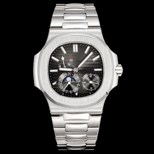 Reloj de Pulsera Automático Cuadrado de Lujo para Hombre, Correa de Acero Inoxidable, Esfera Azul Marino, Fase Lunar, Cronógrafo, Reloj de Pulsera Mecánico - Product Image 3