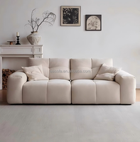 Canapé modulaire carré réglable de luxe, coussins en velours crème moelleux, meubles élégants et confortables pour le salon