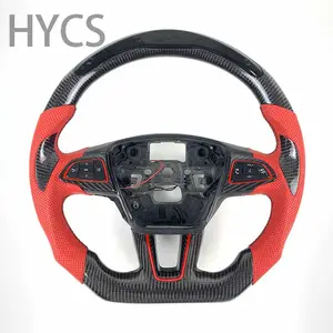 Red perforated leather is suitable for Ford Mondeo Edge Explorer Focus Escape Taurus winning carbon fiber steering wheel