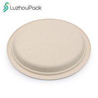 Assiette jetable en bagasse de 10 pouces LuzhouPack, qualité supérieure, imperméable, résistante à la graisse, compatible micro-ondes, emballage alimentaire écologique