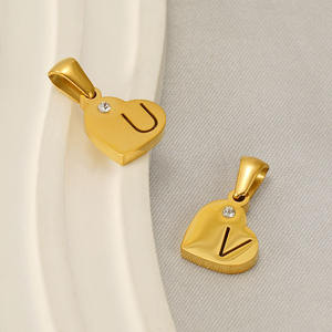स्टेनलेस स्टील 18k pvd सोने की प्लेटेड 13 मिमी खोखले दिल के आकार पत्र हार और ब्रेसलेट एक्सेसरीज़ के लिए प्रारंभिक पेलेंट - Product Image 3