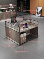 Muebles de oficina comerciales modernos, escritorio de doble Ordenador de madera para estación de trabajo de empleados modular con compartimento para villas
