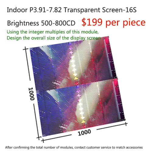 P3.91-7.82 Transparante Led-Filmscherm Binnenetalage Doorschijnende Flexibele Kristalfilm Display Digitale Bewegwijzering