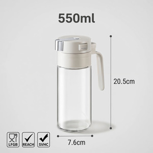 Bottiglia per Olio in Vetro con Apertura Automatica a Scatto, 550ml, Dispenser Antigoccia per Cucina, Olio d'Oliva, Aceto, con Manico - Product Image 4