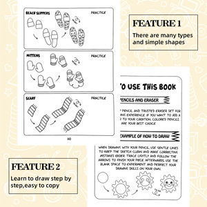 Cuaderno de Dibujo Espiral para Niños, Papel Offset A4, <span class=keywords><strong>Libro</strong></span> de Trabajo de Dibujo y Coloreado Paso a Paso para Preescolar y Educación en Casa - Product Image 3