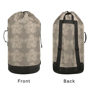กระเป๋าเป้สะพายหลังแบบพับได้สำหรับซักผ้าลายดอกฮาวาย  กระเป๋าผ้าไนลอนกันน้ำพร้อมเชือกผูก  รับสกรีนโลโก้ - Product Image 4