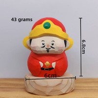 Figurine du Dieu de la Richesse en Bois Rustique, Faite à la Main, Décoration Créative et Mignonne, Cadeau de Bénédiction de Chine, Bienvenue au Dieu de la Richesse
