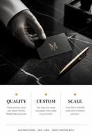 Cartes de visite personnalisées en papier noir spécial, design géométrique avec feuille d'argent, OEM, vente en gros