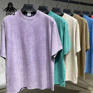 Người Đàn Ông Sang Trọng Của 100% Cotton T-Shirt Chất Lượng Cao Đau Khổ & Quá Khổ Tùy Chỉnh Faded Đá Rửa Cổ Điển Logo In - Product Image 2