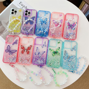 Funda de Teléfono Brillante 3 en 1 con Diseño de Mariposa para Mujer, Compatible con Motorola G86 Power/G06/Edge 60 Fusion/60S/50 <span class=keywords><strong>Neo</strong></span>/G56/E22i, con Correa y Cubierta Transparente - Product Image 2