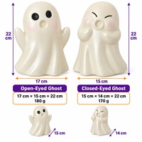 Paire d'ornements fantômes d'Halloween douillets, figurines de spectres blancs mignons pour la décoration d'automne de la maison, du cheminée, de la table et de la niche à livres