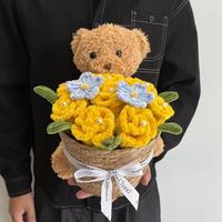Ours en peluche personnalisé, poupée fleurie, aspect adorable, fabrication soignée, sûr pour les enfants, idéal pour l'affichage en supermarché