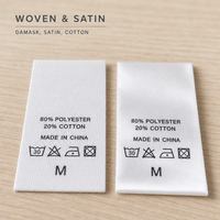 Étiquettes d'entretien imprimées en polyester satiné, format plié, étiquettes personnalisées pour vêtements, vente en gros