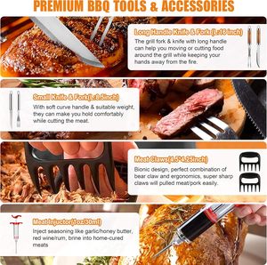 Juego de Accesorios para Parrilla SEB de 38 Piezas, Herramientas de Acero Inoxidable con Estuche de Aluminio, Termómetro y Tapetes para Parrilla, para Camping - Product Image 3