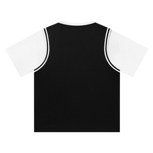 T-shirt da basket di alta qualità, effetto due pezzi, da uomo, traspirante, ad asciugatura rapida, vestibilità slim, giacca sportiva casual. - Product Image 3