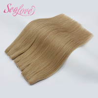 Extensions de cheveux russes Remy éthiques, trame papillon sans couture, fines, double tirage, blond platine avec mèches, qualité salon, 100g, 14 pouces