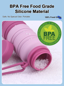 ขวดน้ำซิลิโคนพับได้แบบพกพา ป้องกันการรั่วซึม ปลอดสาร BPA สำหรับเด็กนักเรียน ขายส่ง - Product Image 2