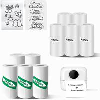 Mini rouleaux de papier thermique adhésif double couche 57x25mm, rouleaux d'autocollants imprimables personnalisés pour imprimantes d'étiquettes portables
