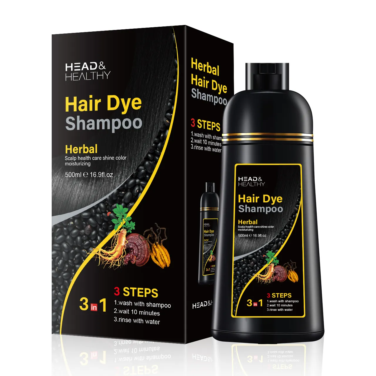 OEM ODM black apple shampoo 300ml per capelli bianchi e capelli grigi trattamento colorazione capelli neri