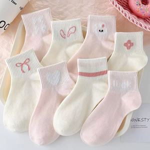 Pink Children Socks Ankle Length Breathable Sweat Absorbent For Toddlers Spring Autumn Style - Product Image 2