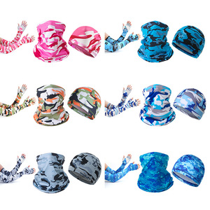 Summer Outdoor Cycling Cap Face Mask Ice Silk Half Finger Sleeves Camouflage Sun Protection Unisex Adult - Product Image 3