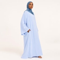 Abaya bleu pastel à manches espagnoles pour femmes, vêtements modestes, vêtements islamiques