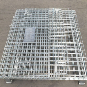 Thép Mạ Kẽm Có Thể Gập Lại Dây Lưới Lưu Trữ <span class=keywords><strong>Pallet</strong></span> Lồng Lưới Hộp Dây Container Cho Kho - Product Image 2