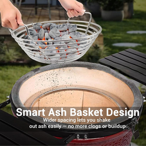 Cesta para ceniza de carbón de acero inoxidable con asas convenientes, <span class=keywords><strong>bandeja</strong></span> de carbón resistente de 14 pulgadas para Big Green Egg Large - Product Image 6