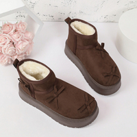 Bottes de neige à plateforme pour femmes, décor à nœuds, en faux daim, semelle épaisse, doublure moelleuse, bottines chaudes à enfiler, 3 couleurs
