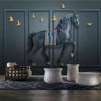 Statue en fibre de verre en résine 3D conçue sur mesure Sculpture de cheval grandeur nature pour statuaire animale suspendue à l'intérieur pour la décoration intérieure