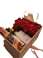 2025 nuevo Pulida texto personalizado impreso de gama alta lujo Rosa flor embalaje cuadrado papel cartón caja de regalo magnética