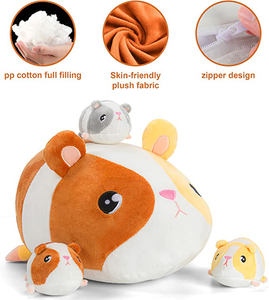 Peluche de Cobaya Mamá con 3 Lindos Bebés de 14 Pulgadas, Juguete de Peluche, Almohada, Regalo Sorpresa para Niños, Juguete de Peluche de Cobaya - Product Image 4
