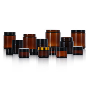 Pot en verre brun élégant avec couvercle noir pour crèmes hydratantes de nuit, crème pour le <span class=keywords><strong>visage</strong></span>, lotion, argile 100g - Product Image 2
