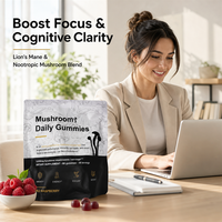 Gummies aux champignons multifonctionnels 10 en 1, complexe 3000 mg, Lion's Mane, Reishi, Cordyceps, complément alimentaire pour l'immunité et l'énergie