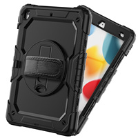 Étui robuste pour tablette, coque de protection antichoc avec béquille rotative, sangle de main et bandoulière pour iPad 10.2 9.7 10.5