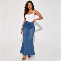 Robe en jean grande taille pour femme, élégante, décontractée, mi-mollet, coupe droite, tendance, style boutique streetwear