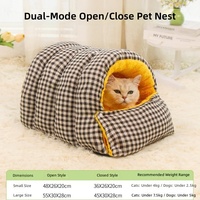 Coussin pour chat auto-chauffant extra-épais, sac de couchage, doublure en polaire amovible, niche pour animaux de compagnie, style cocon, lit chaud d'hiver pour chat