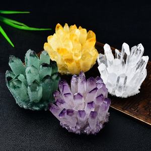 Natural Amethyst Yellow Green White <b>Crystal</b> <b>Cluster</b> Ornament Demagnetizing Display Mineral Specimen for Home Living Room Office - Product Image 5