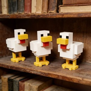 Juego de 3 Figuras Decorativas de Pollo Pixeladas Impresas en 3D, Adorno para Sala de Estar, Hogar, Estilo Retro Vintage, Regalo - Product Image 6