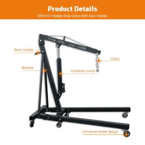 2T Durable Có Thể Gập Lại Cửa Hàng Crane Động Cơ Palăng Xe Jacks Với Trở Lại Xử Lý Trong Xây Dựng Và Tự Động Sửa Chữa - Product Image 4