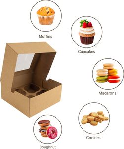 Scatole per Biscotti da Forno <span class=keywords><strong>con</strong></span> Finestra, Scatole in Carta Kraft per Cupcake, Dolci e Prodotti da Forno - Product Image 5