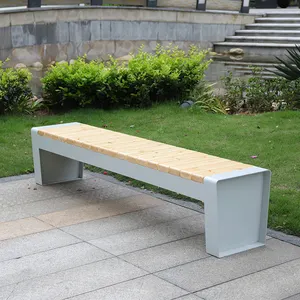 Moderno mobiliario urbano Ciudad al aire libre parque de madera Banco patio asiento jardín silla larga con respaldo y Asa