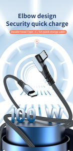 90 grados en forma de L PD 100W <span class=keywords><strong>USB</strong></span> C a C 5A Cable de teléfono de carga rápida 480 Mbp Transferencia DE DATOS Cable <span class=keywords><strong>USB</strong></span> C Compatible con computadoras - Product Image 2