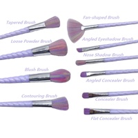 Pinceaux de maquillage licornes, brosses à poils colorés, fond de teint, fard à paupières, Kit de 10 pièces