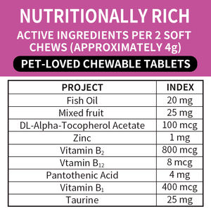 Piel y abrigo natural para perros y gatos, masticables con aceite de pescado, Omega 3, biotina y vitamina E para pieles brillantes, piel saludable y reducción del desprendimiento - Product Image 6