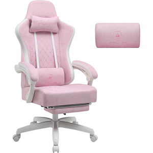 Silla para juegos, 1 pieza, Envío Gratis, silla ajustable para juegos, cuero PU, nailon, ordenador, Silla para jugadores, carreras, rosa con reposapiés - Product Image 1