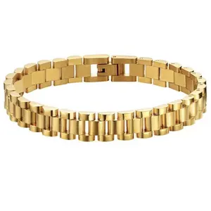 Micci Groothandel Custom Horloge Band 18K Vergulde Roestvrij Stalen Sieraden Gouden Horlogeband Armband Voor Mannen En Vrouwen