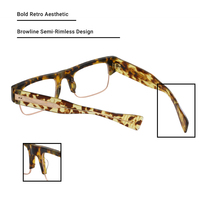 Monture de lunettes tendance en acétate certifiée CE, semi-cerclée, motif écaille de tortue, rétro audacieux, anti-lumière bleue, durable