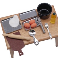 Juego de Herramientas de Repostería en Miniatura para Casa de Muñecas 1:12, Kit de Accesorios de Cocina en Miniatura con Rodillo, Batidor de Huevos y Bandeja
